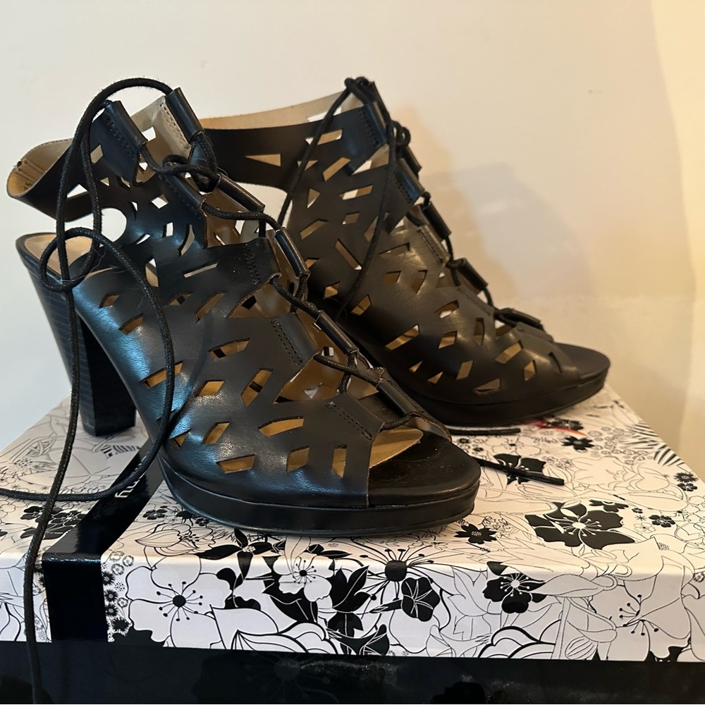 Black Cutout Heeled Sandals